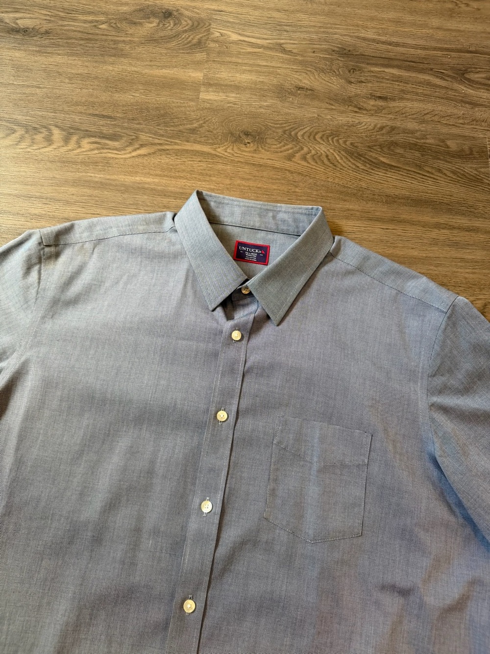 UNTUCKit Petrus Wrinkle Free Mens Shirt XXL 2XL Blue Short Sleeve 100% Cotton